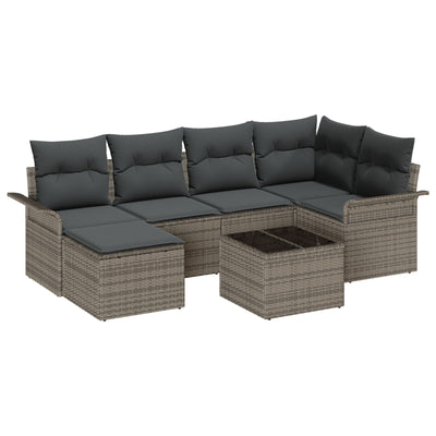 6 Piece Garden Sofa Set with Cushions Black Poly Rattan