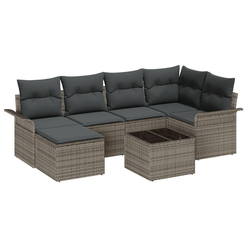 6 Piece Garden Sofa Set with Cushions Black Poly Rattan