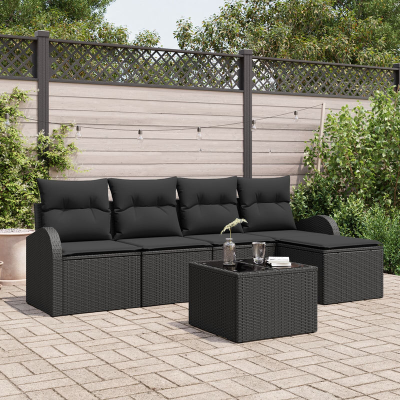 6 Piece Garden Sofa Set with Cushions Beige Poly Rattan