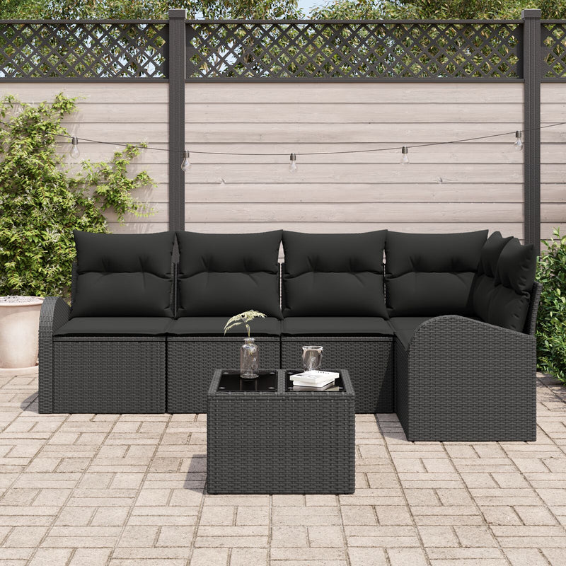 6 Piece Garden Sofa Set with Cushions Beige Poly Rattan