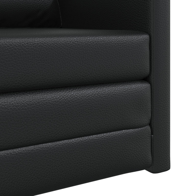 Floor Sofa Bed 2-in-1 Black 74x77x81 cm Faux Leather