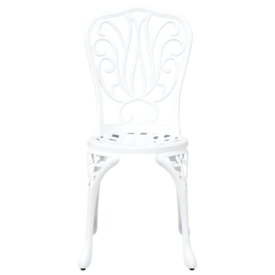 3 Piece Outdoor Bistro Set - White Cast Aluminium