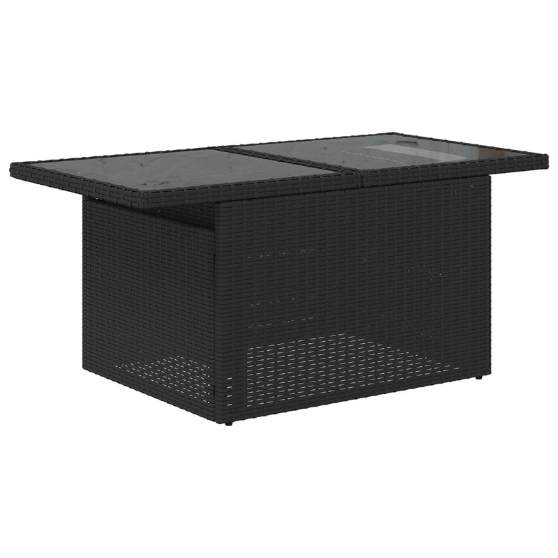 Garden Sofa Set Set of 6 Black Rattan, Polyester Outdoor Sofa Set