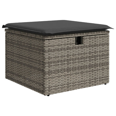 Garden Sofa Set Set of 6 Grey Rattan Outdoor Sofa Rectangular