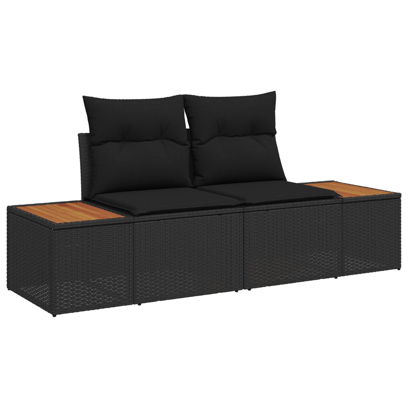 6 Piece Garden Sofa Set with Cushions Black Poly Rattan