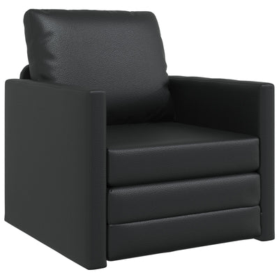 Floor Sofa Bed 2-in-1 Black 74x77x81 cm Faux Leather