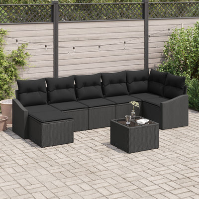 8 Piece Garden Sofa Set with Cushions Beige Poly Rattan