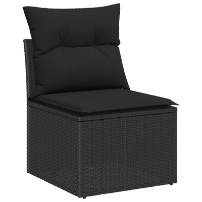 Garden Sofa Set 6 Piece Black Wicker Outdoor Dining Set