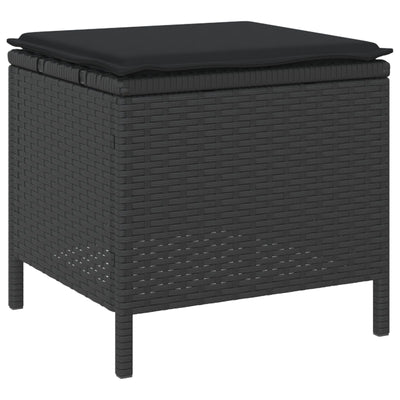 4 Piece Garden Dining Set with Cushions Black Poly Rattan Acacia