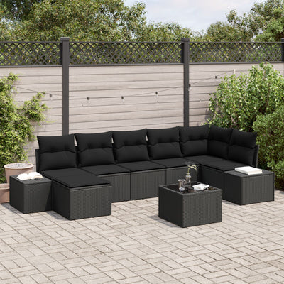 8 Piece Garden Sofa Set with Cushions Beige Poly Rattan