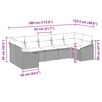 7 Piece Garden Sofa Set with Cushions Black Poly Rattan