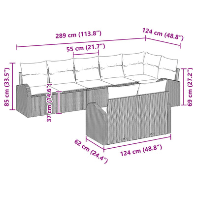 8 Piece Garden Sofa Set with Cushions Black Poly Rattan