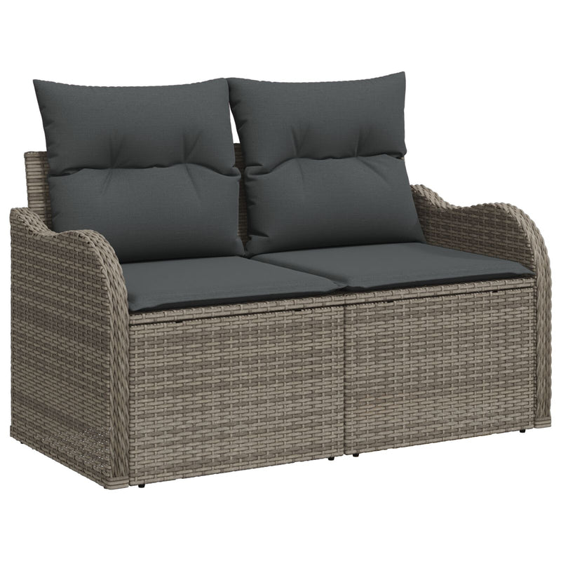 7 Piece Garden Sofa Set with Cushions Grey Poly Rattan