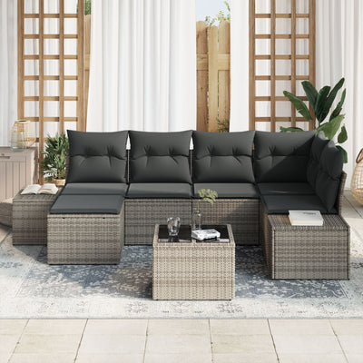 6 Piece Garden Sofa Set with Cushions Black Poly Rattan