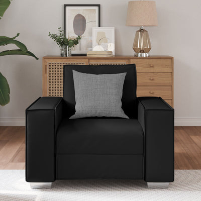 Black Faux Leather Sofa Chair - 59 cm