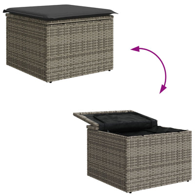 5 Piece Garden Sofa Set with Cushions Grey Poly Rattan