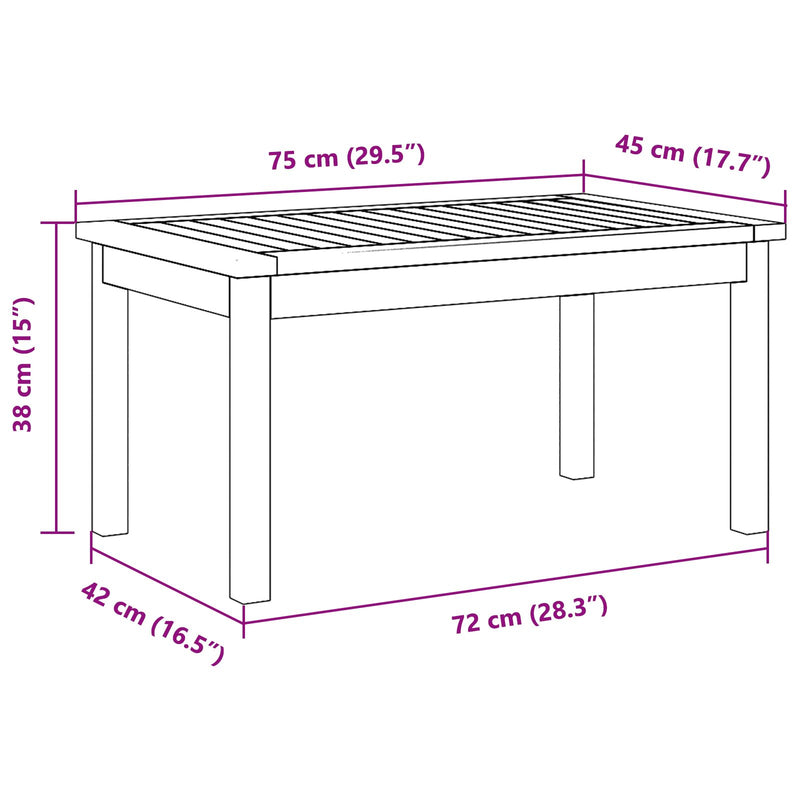 Coffee Table 75x40x38 cm Solid Wood Acacia