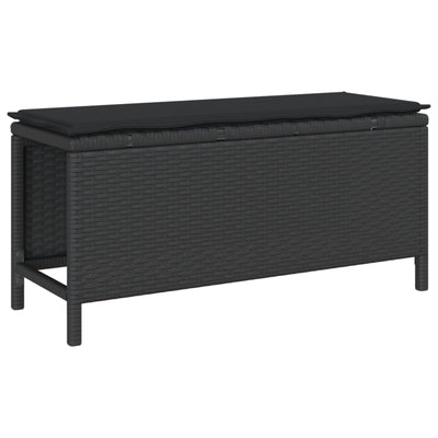 3 Piece Garden Dining Set with Cushions Black Poly Rattan Acacia