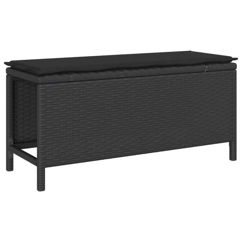 3 Piece Garden Dining Set with Cushions Black Poly Rattan Acacia