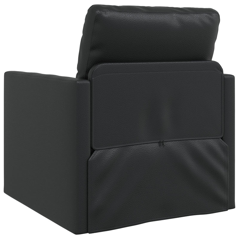 Floor Sofa Bed 2-in-1 Black 74x77x81 cm Faux Leather