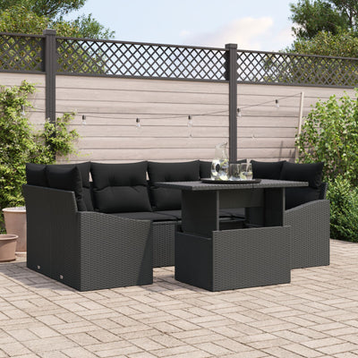 Garden Sofa Set 7 Pieces Black Rattan Outdoor Sofa Set