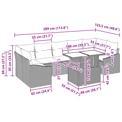 8 Piece Garden Sofa Set with Cushions Black Poly Rattan
