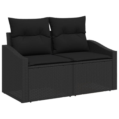 Garden Sofa Set 6 Piece Black Wicker Outdoor Dining Set