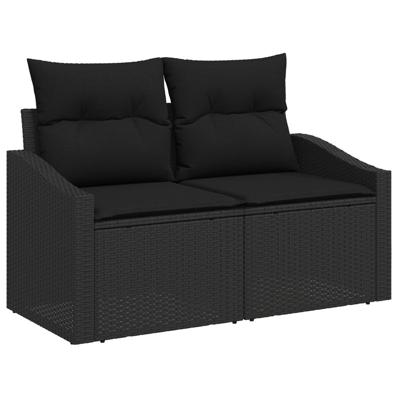 Garden Sofa Set 6 Piece Black Wicker Outdoor Dining Set