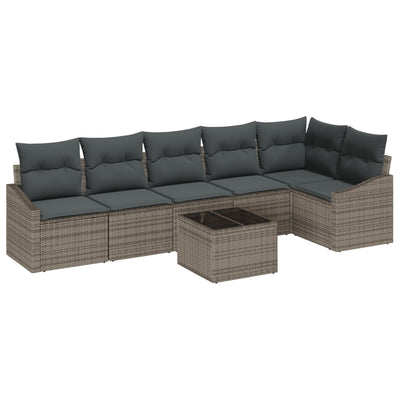 6 Piece Garden Sofa Set with Cushions Black Poly Rattan