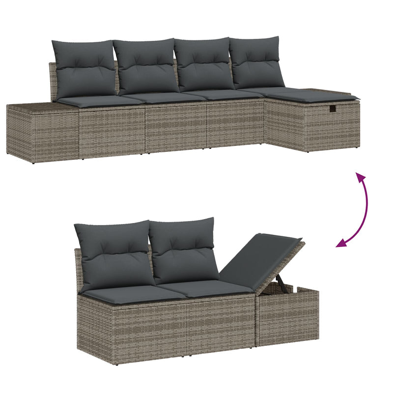 6 Piece Garden Sofa Set with Cushions Grey Poly Rattan