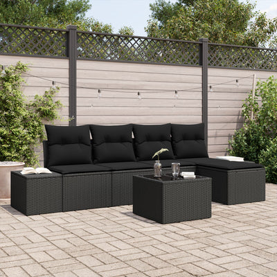 6 Piece Garden Sofa Set with Cushions Beige Poly Rattan