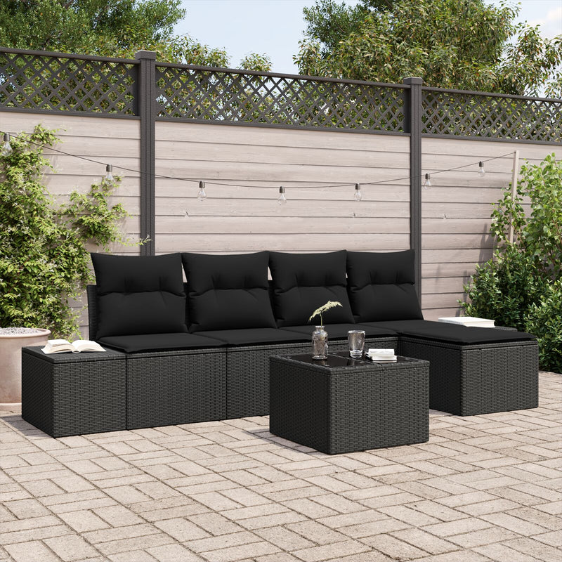 6 Piece Garden Sofa Set with Cushions Beige Poly Rattan