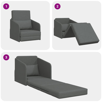 Floor Sofa Bed 2-in-1 Dark Grey 65x80x83 cm Fabric