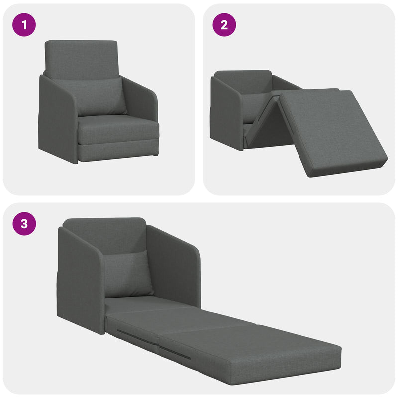 Floor Sofa Bed 2-in-1 Dark Grey 65x80x83 cm Fabric