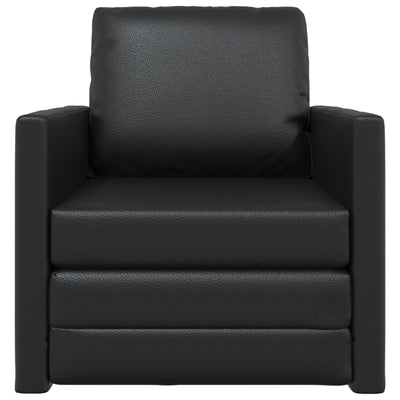 Floor Sofa Bed 2-in-1 Black 74x77x81 cm Faux Leather