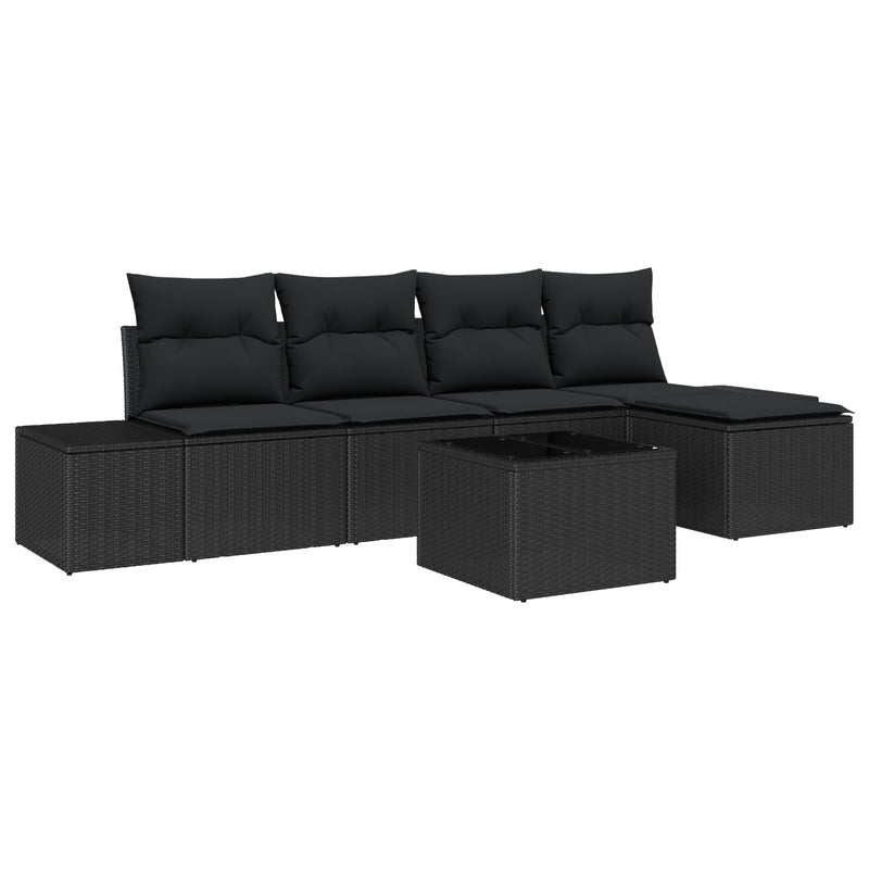 6 Piece Garden Sofa Set with Cushions Beige Poly Rattan