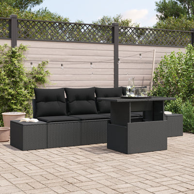 Garden Sofa Set Set of 5 Black Rattan Outdoor Sofa Set