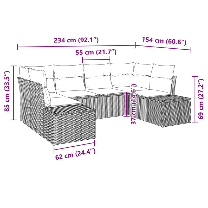 6 Piece Garden Sofa Set with Cushions Black Poly Rattan