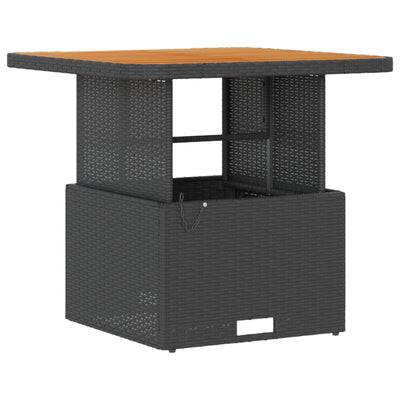 3 Piece Garden Dining Set with Cushions Black Poly Rattan Acacia