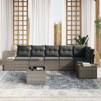6 Piece Garden Sofa Set with Cushions Black Poly Rattan