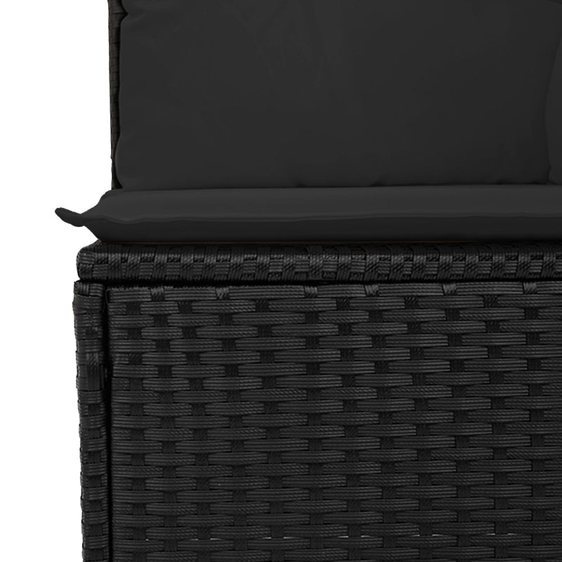 Garden Sofa Set 6 Piece Black Wicker Outdoor Dining Set