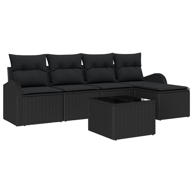 6 Piece Garden Sofa Set with Cushions Beige Poly Rattan