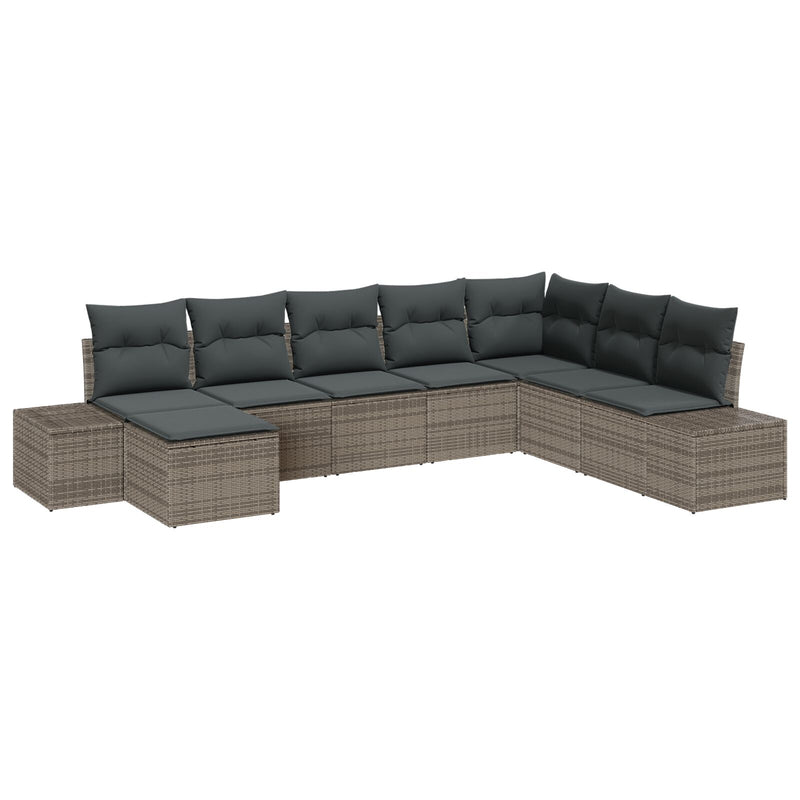 8 Piece Garden Sofa Set with Cushions Grey Poly Rattan