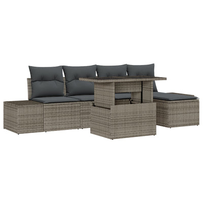 Garden Sofa Set Set of 6 Beige Rattan, Polyester Outdoor Sofa Set