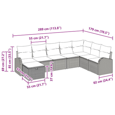 8 Piece Garden Sofa Set with Cushions Black Poly Rattan