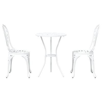3 Piece Outdoor Bistro Set - White Cast Aluminium