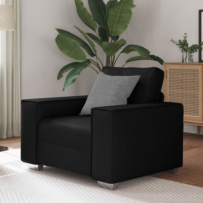Black Faux Leather Sofa Chair - 59 cm