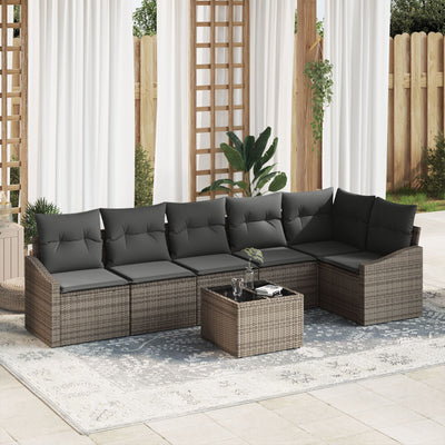 6 Piece Garden Sofa Set with Cushions Black Poly Rattan