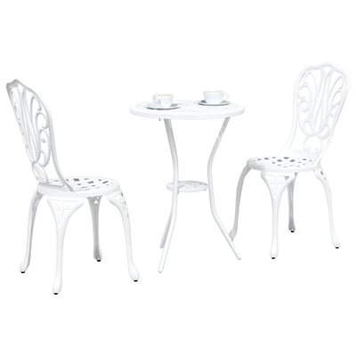 3 Piece Outdoor Bistro Set - White Cast Aluminium