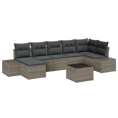 7 Piece Garden Sofa Set with Cushions Black Poly Rattan